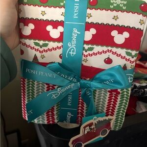 Posh Peanut Mickey Mouse Fair Isle Luxe Patoo Blanket NWT! Disney Christmas